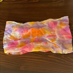 Vintage Colorful Tie-Dye Silk Head Scarf